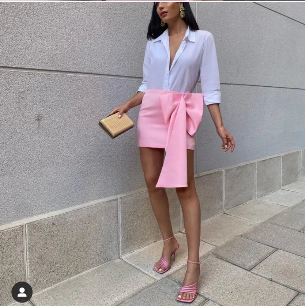 Zara pink maxi bow pink mini skirt limited edition